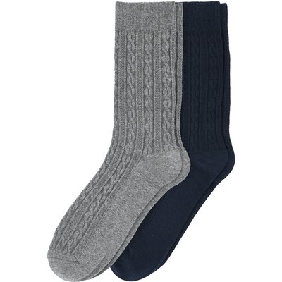 2 Paar Herren Socken mit Zopfmuster