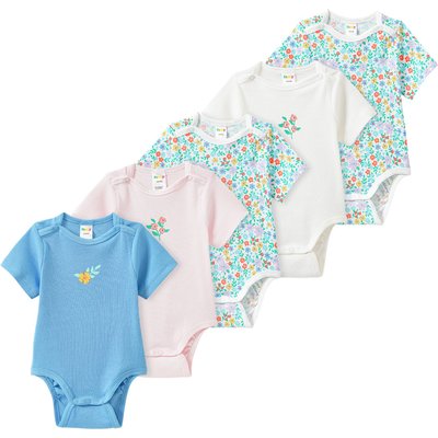 5 Baby Bodys mit Rippstruktur