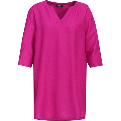 Damen Leinen-Longbluse mit V-Ausschnitt