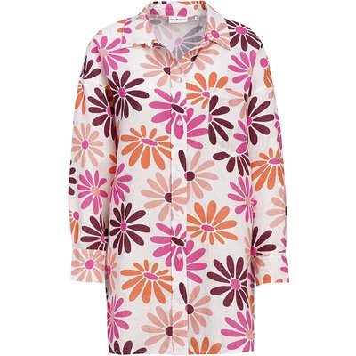Damen Leinen-Bluse mit Blumen-Print