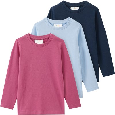 3 Mädchen Langarmshirts in Unifarben