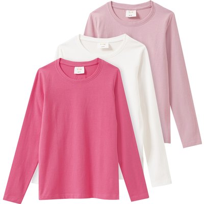 3 Mädchen Langarmshirts in Unifarben