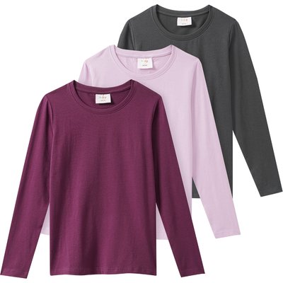 3 Mädchen Langarmshirts in Unifarben