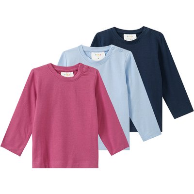3 Baby Langarmshirts in Unifarben