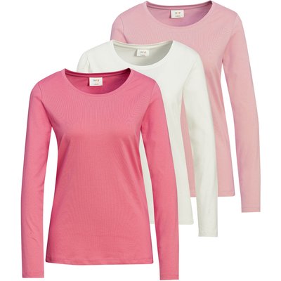 3 Damen Langarmshirts in Unifarben