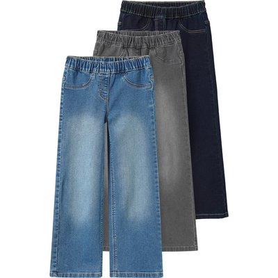 3 Mädchen Wide-Leg-Jeans mit Stretch-Bund