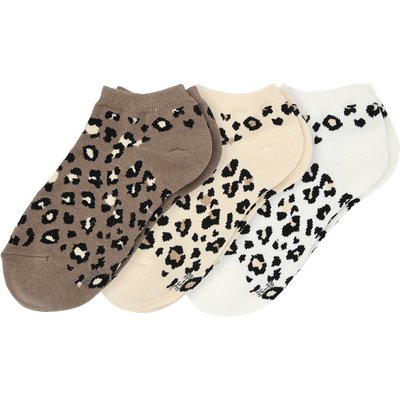 3 Paar Damen Sneaker-Socken mit Leo-Muster