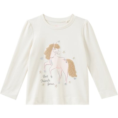 Mädchen Langarmshirt mit Pferde-Applikation
