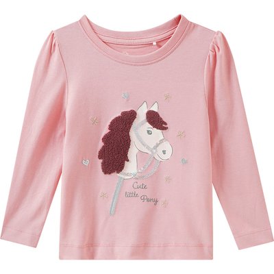 Mädchen Langarmshirt mit Pferde-Applikation
