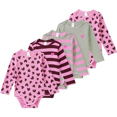 5 Baby Bodys mit Rippstruktur