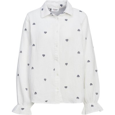 Damen Musselin-Bluse mit Herz-Stickerei