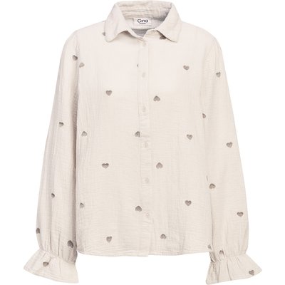 Damen Musselin-Bluse mit Herz-Stickerei