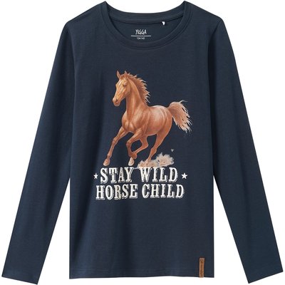 Mädchen Langarmshirt mit Pferde-Motiv
