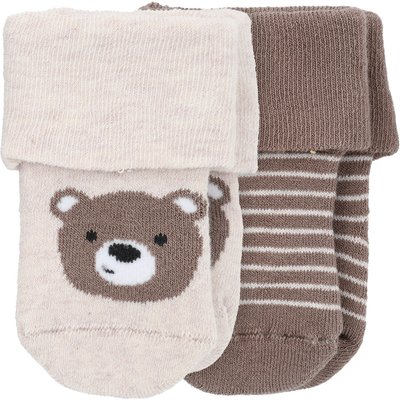 2 Paar Newborn Frotteesocken mit Bär-Motiv