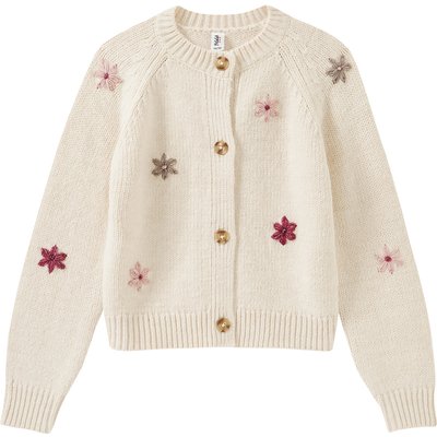 Mädchen Strickjacke mit Blumen-Stickerei