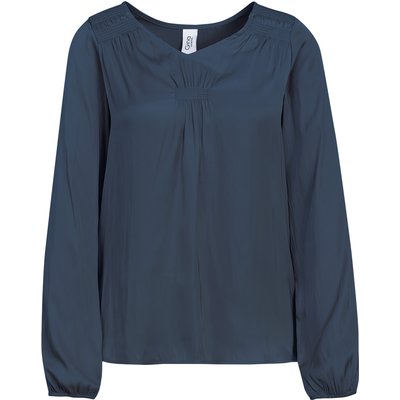 Damen Satinbluse mit Raffung