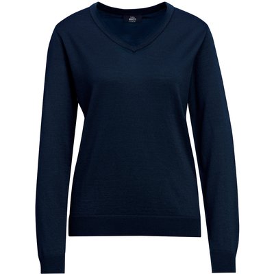 Damen Merino-Langarmshirt mit V-Ausschnitt