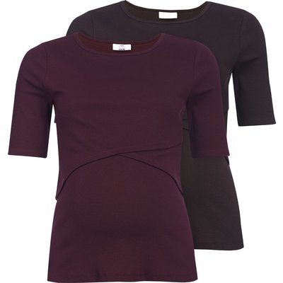 2 Damen Umstands-T-Shirts mit Stillfunktion