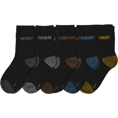 5 Paar Jungen Socken mit Wochentag-Schriftzug