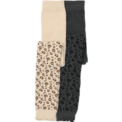 2 Mädchen Leggings mit Leo-Muster