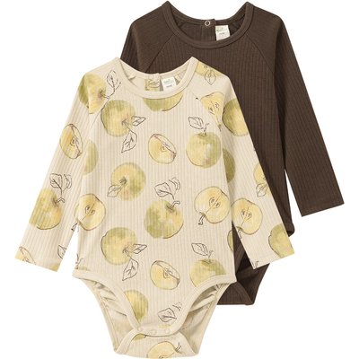 2 Baby Langarmbodys mit Rippstruktur