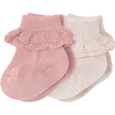 2 Paar Newborn Socken mit Rüsche