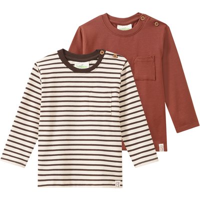 2 Baby Langarmshirts mit Brusttasche