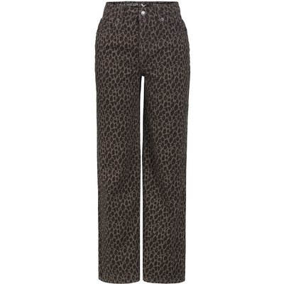 Damen Straight-Jeans mit Leo-Muster