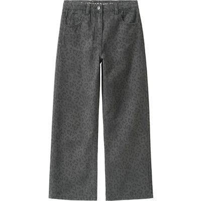 Mädchen Wide-Leg-Jeans mit Leo-Muster