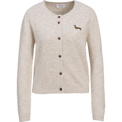 Damen Strickjacke mit Dackel-Stickerei