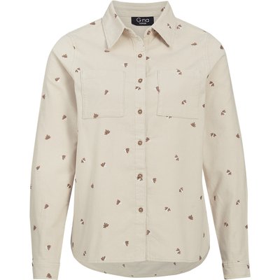 Damen Cordbluse mit floraler Stickerei