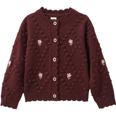 Mädchen Strickjacke mit Blumen-Stickerei