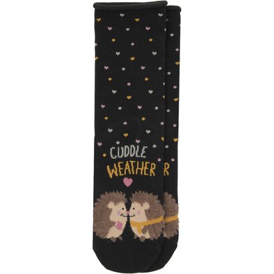 1 Paar Damen Socken mit Igel-Motiv