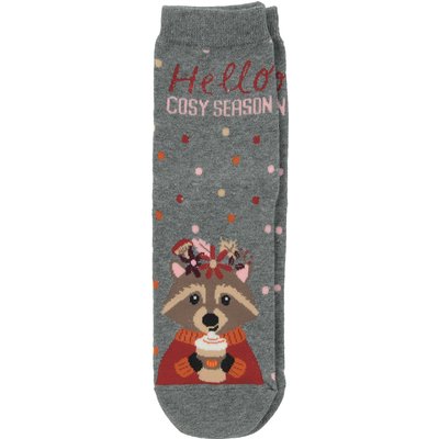 1 Paar Damen Socken mit Waschbär-Motiv