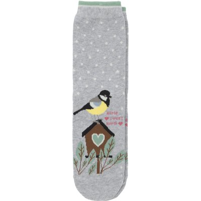 1 Paar Damen Socken mit Vogelhaus-Motiv