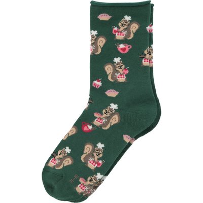 1 Paar Damen Socken mit Eichhörnchen-Motiven