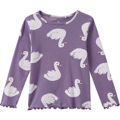 Mädchen Langarmshirt mit Rippstruktur