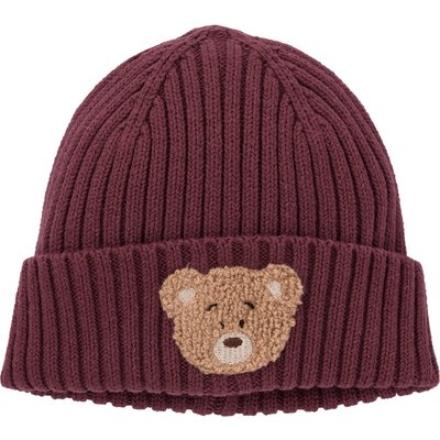 Baby Strickmütze mit Bären-Applikation