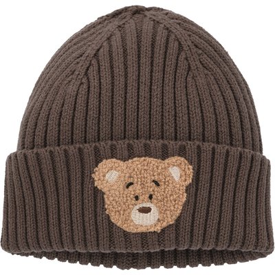 Baby Strickmütze mit Bären-Applikation
