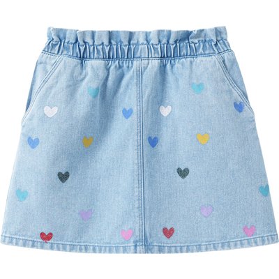 Mädchen Jeansrock mit bunten Herzen