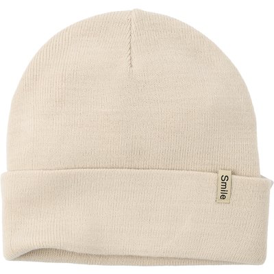 Damen Strickmütze mit kleinem Aufnäher