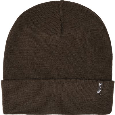 Damen Strickmütze mit kleinem Aufnäher