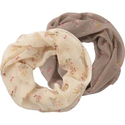 2 Mädchen Rundschals mit Blümchen-Print
