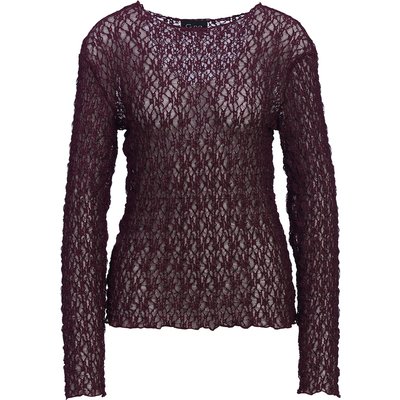 Damen Spitzenshirt mit Wellensaum