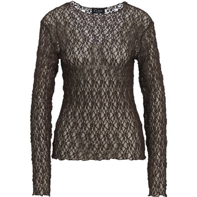 Damen Spitzenshirt mit Wellensaum