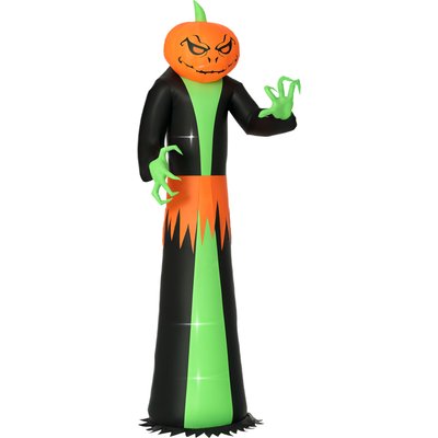 HOMCOM 9FT Inflatable Halloween Pumpkin Ghost with Build-in LED