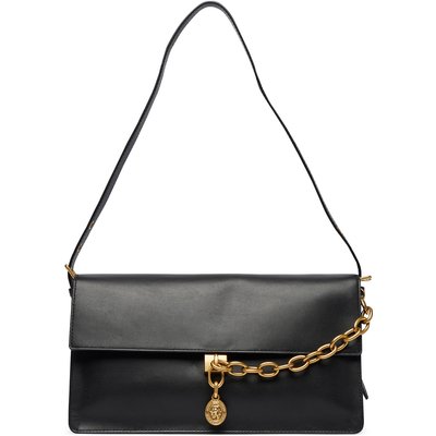 Handtasche Tommy Hilfiger Crest Leather Conv Shoulder Bag AW0AW19015 Schwarz