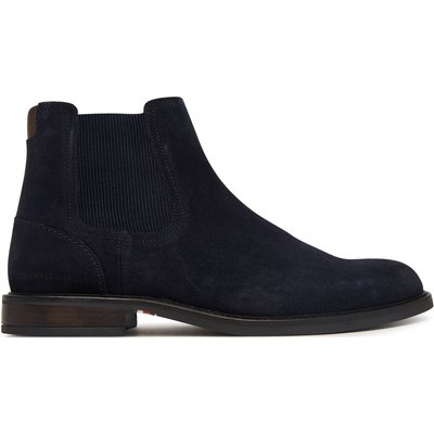 Klassische Stiefeletten Tommy Hilfiger Corporate Dressy Suede Chelsea FM0FM05953 Dunkelblau