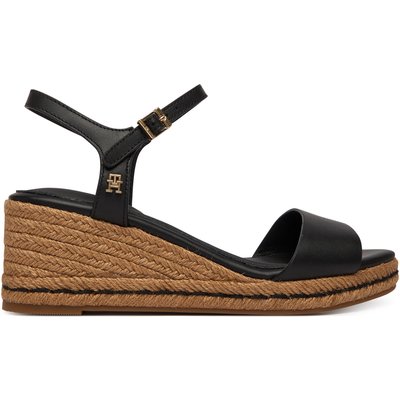 Espadrilles Tommy Hilfiger Mid Wedge Espad Leather FW0FW09340 Schwarz