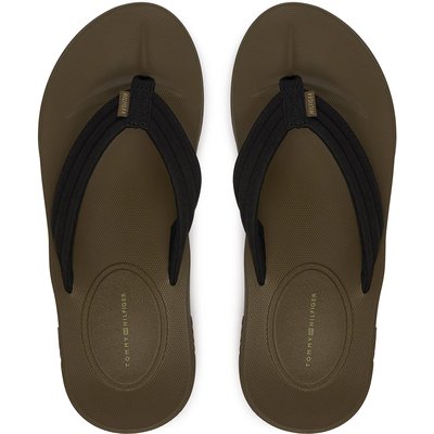Zehentrenner Tommy Hilfiger Molded Hilfiger Lth Beach Sandal FM0FM05802 Schwarz